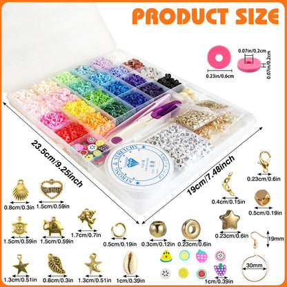 Qcdou 6000 Clay Beads Friendship Bracelet Kit, Jewellery Making Kit, Preppy Flat Heishi Beads for Craft Kits for Adults, for Necklace Earring Jewelry DIY Craft, Gifts for Teen Girls