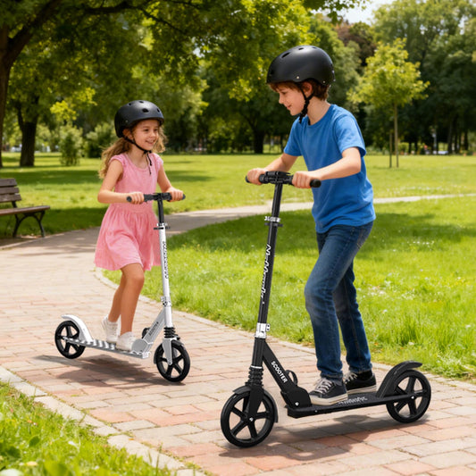 Nattork 8" kick scooter in navy blue with sturdy wheels, adjustable handlebar, and front shock absorber for teens and adults.