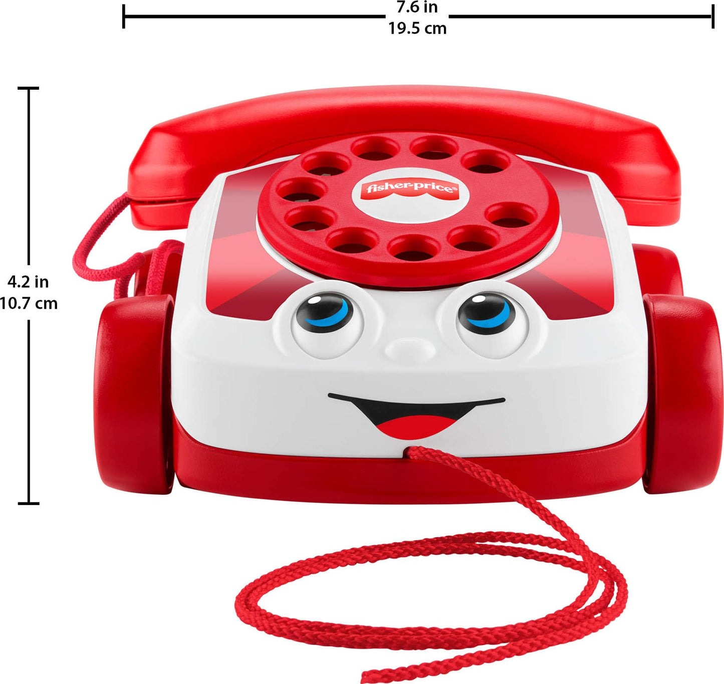 Fisher-Price Red Chatter Telephone toy for babies and toddlers, Mattel 80th Anniversary Edition, pull-along activity for children 1+ years.