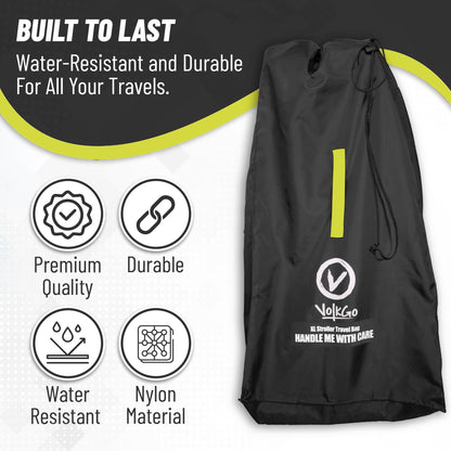 V VOLKGO Stroller Bag for Airplane Travel, Large Gate Check Double Stroller Pram Travel Bag, Pushchair Transport Cover with Shoulder Strap, Large Capacity Infant Carriers - Fits Most Sizes (Black)