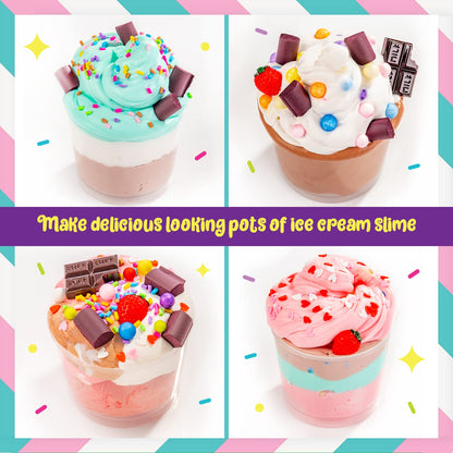 Original Stationery ice cream slime kit with colorful slime, waffle molds, and fun ice cream toy accessories for kids.