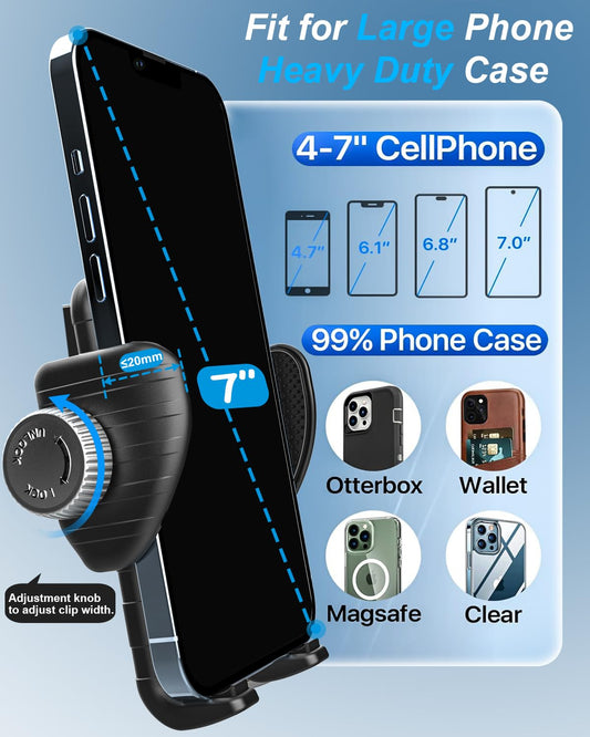 Oilcan metal flexible phone holder mount with gooseneck for wheelchairs, strollers, bikes, and treadmill handlebars, fits smartphones.