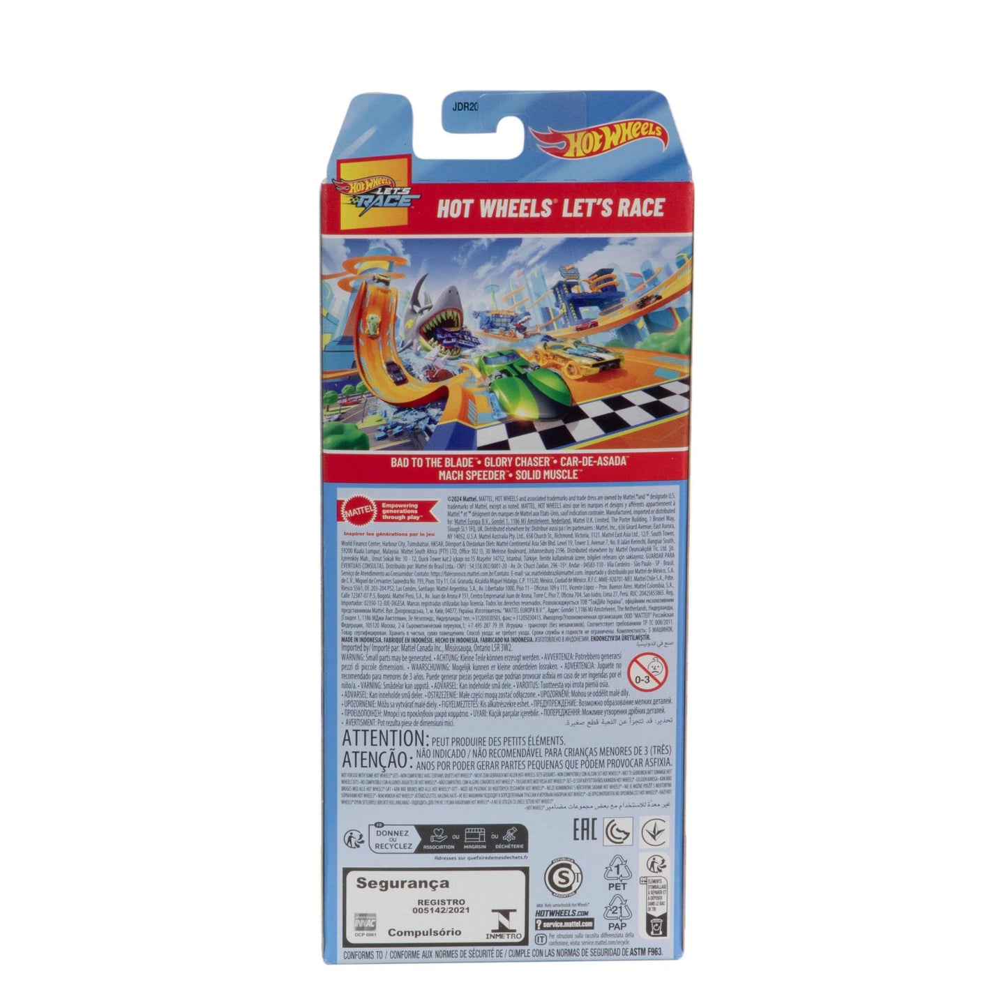 Set of 5 Hot Wheels die-cast toy cars, 1:64 scale, featuring designs from the animated series Let's Race.