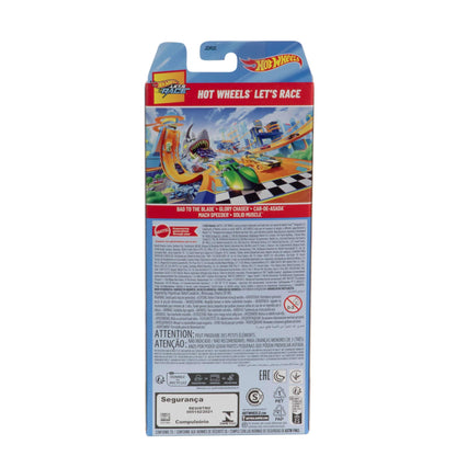 Set of 5 Hot Wheels die-cast toy cars, 1:64 scale, featuring designs from the animated series Let's Race.