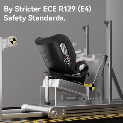 Feakaou 360 Car Seat with ISOFIX - for Newborn to 12 Years Children, i-Size (ECE R129/E4) Rotating Swivel Baby Car Seat,Group 0+1/2/3 (40-150cm),Rear Facing for Longer from Birth to 4 Years.Black.