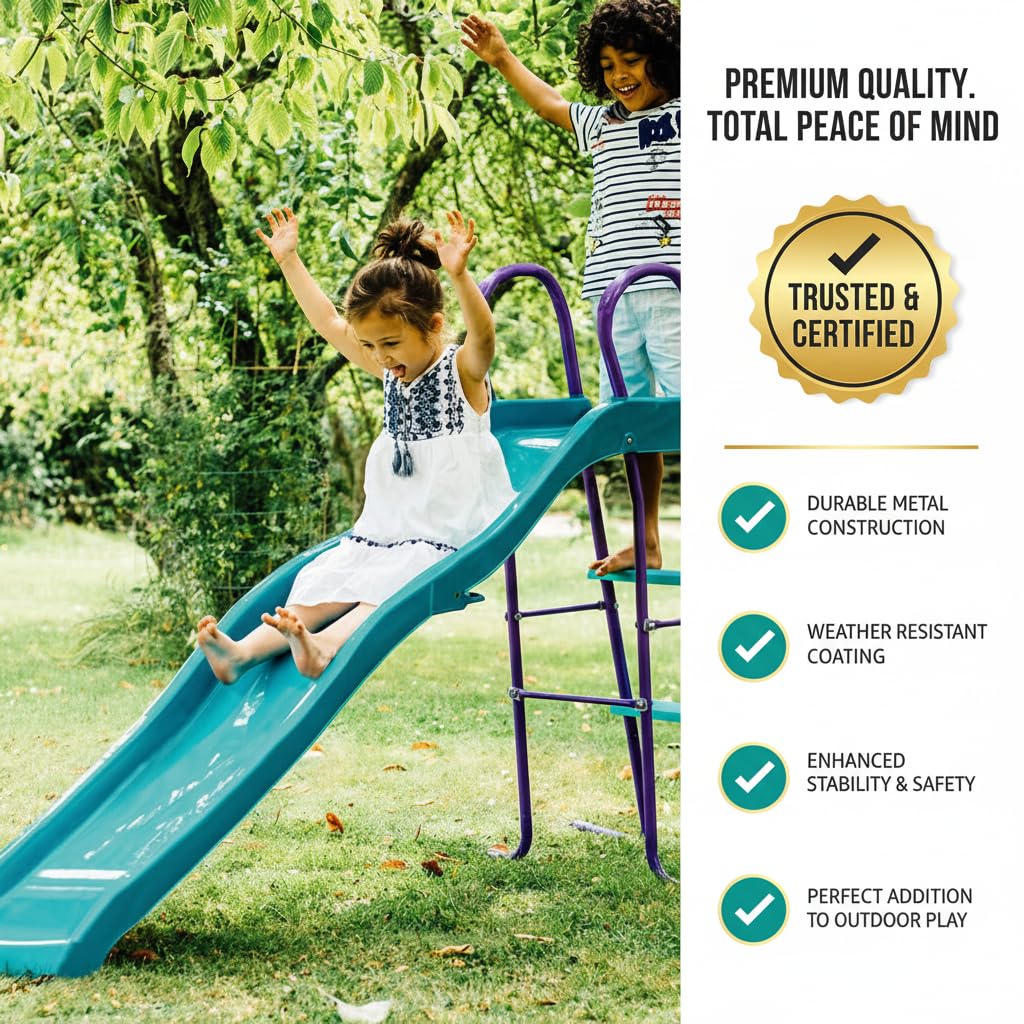 Plum Haumea Steel & Plastic 6ft Slide Wavy Design With 4-Leg Configuration, Purple