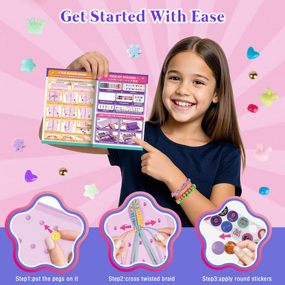 Friendship Bracelet Making Kit with Storage Box,DIY String Bracelet Arts and Craft for Girls Aged 8-12,Kids' Travel Activity Toy Set, Birthday Gifts for Ages 6 7 8 9 10 11 12 Year Old (Purple)