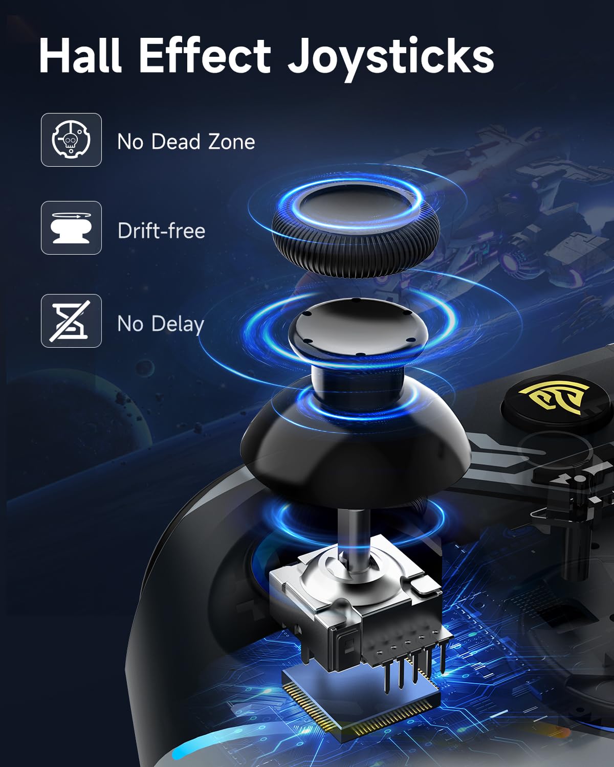 EasySMX X15 wireless PC controller with hall triggers, joysticks, and Bluetooth connectivity for Windows, Android, Steam, and Switch.