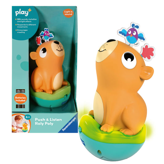 Ravensburger Play+ Push & Listen Roly Poly Capybara Light and Sound Toy - Baby Toys 6 to 12 Months