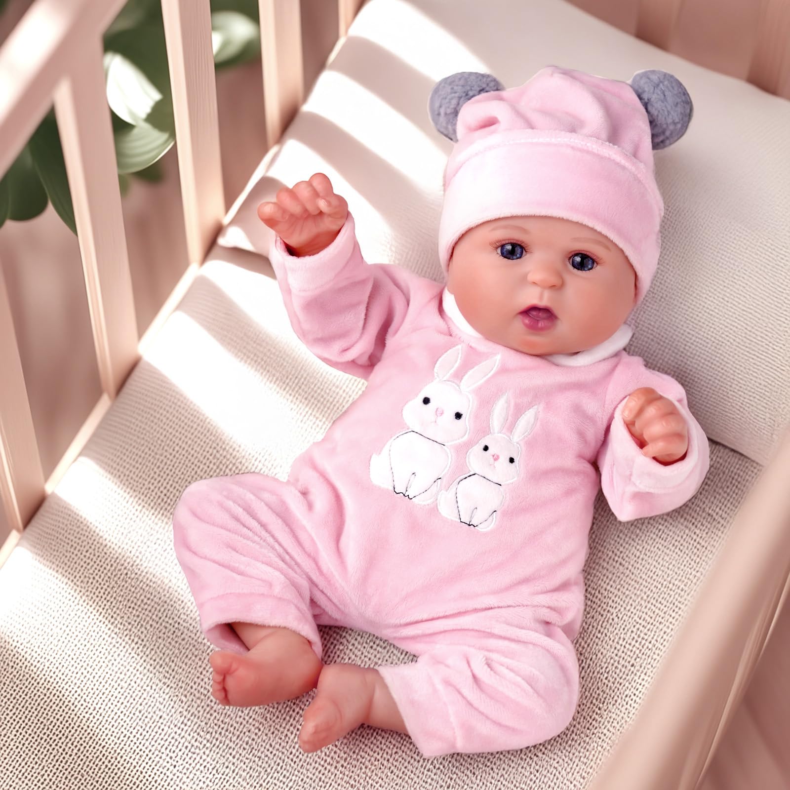 BABESIDE 20-inch lifelike reborn baby doll with soft body, open eyes, realistic features, dressed in clothes, with play accessories