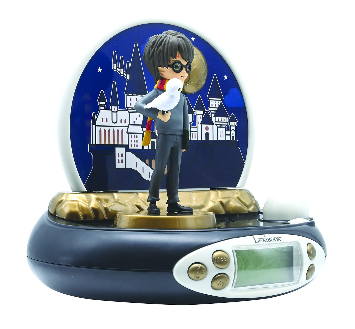 LEXIBOOK, Harry Potter, Projector Alarm Clock for kids, Nightlight and time projection to the ceiling, Sound Effects, Battery-powered, Black, RP500HP