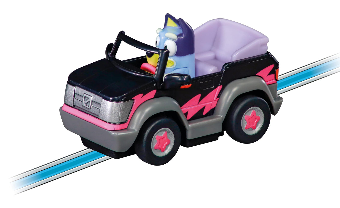 Carrera FIRST Bluey slot racing track with Bluey and Bingo figures, 2.9 meters long, suitable for children and adults.