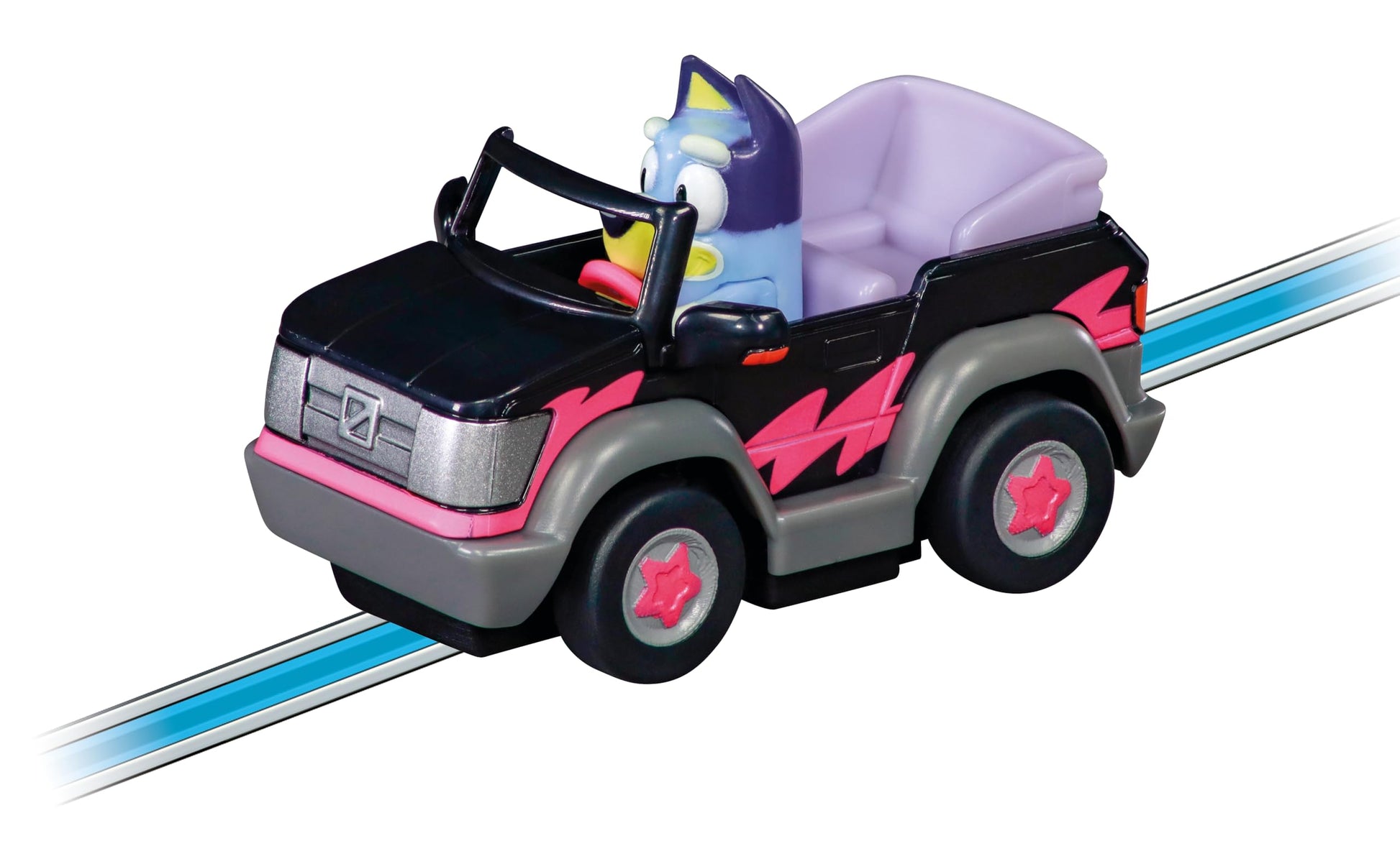 Carrera FIRST Bluey slot racing track with Bluey and Bingo figures, 2.9 meters long, suitable for children and adults.