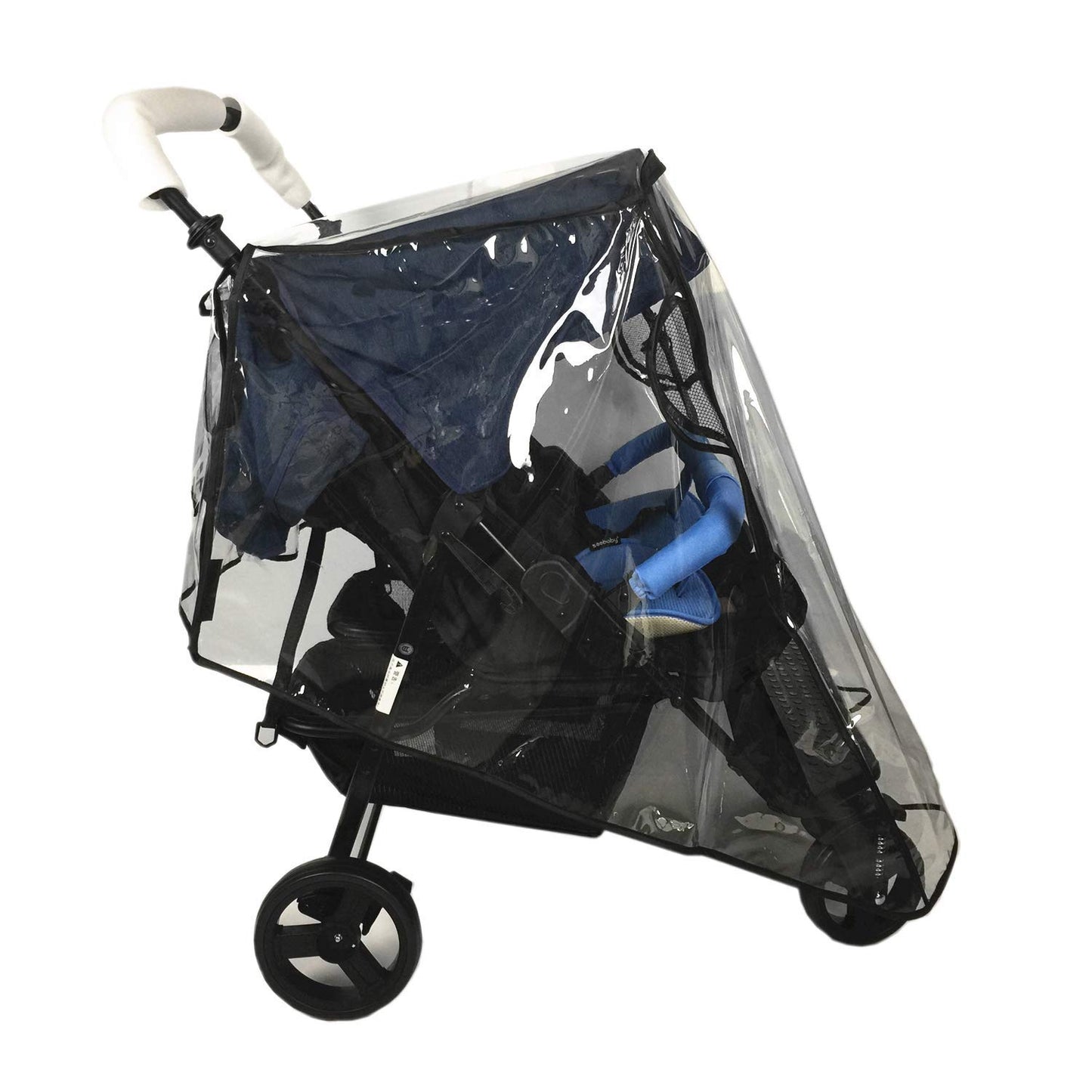 Universal Twins Stroller Raincover Double Raincover for Pushchair Side by Side Baby Stroller rain Cover for Pushchair Pram Buggy Rainproof Dustproof Windproof Rain Cover with Canopy and Zipper Door