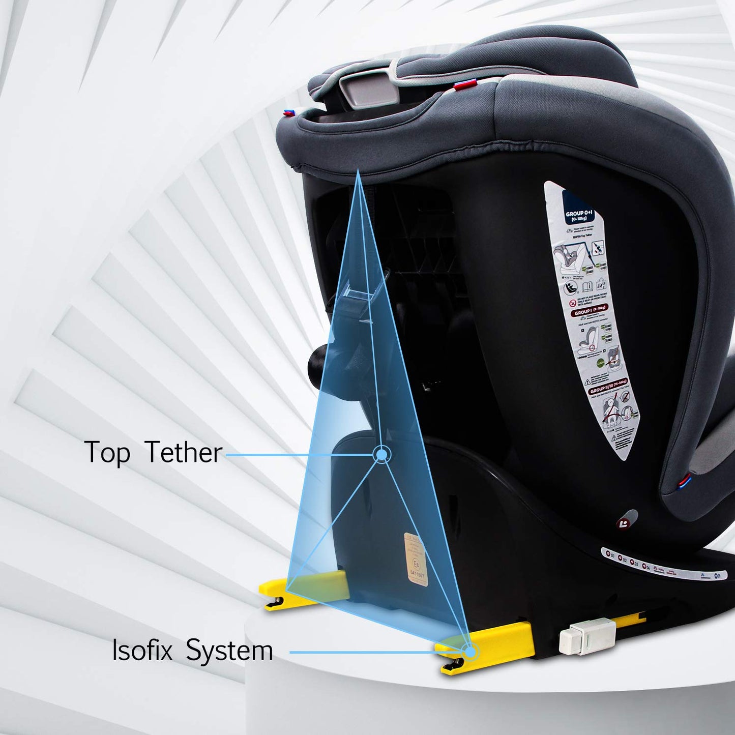 Reecle 360 Swivel Baby Car Seat with ISOFIX, Group 0+1/2/3 (0-36 kg), Approx. 0-12 Years (Grey)