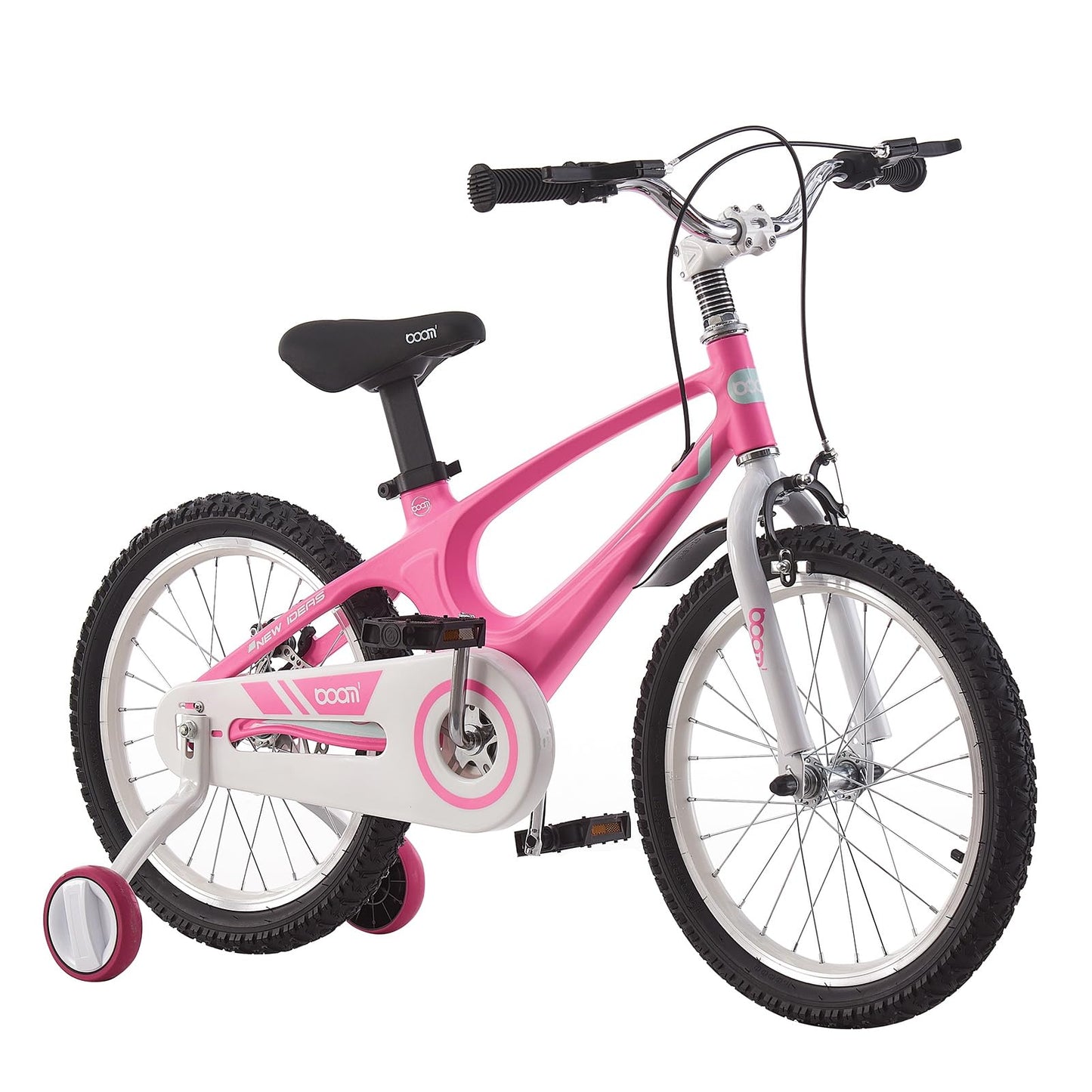 BSTSEL pink children's 14-inch bicycle with stabilizers, double brakes, suitable for boys and girls, ideal kids gift.