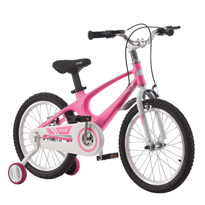 BSTSEL pink children's 14-inch bicycle with stabilizers, double brakes, suitable for boys and girls, ideal kids gift.