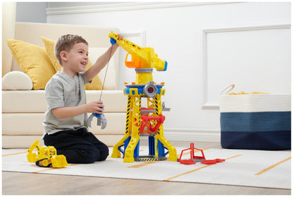 Rubble and Crew, Bark Yard Crane Tower Playset with Rubble Action Figure, Toy Bulldozer and Kinetic Build-It Play Sand, Kids’ Toys for Boys and Girls 3+