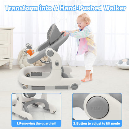 Yosamy 3-in-1 baby walker with lights, music, adjustable height, anti-rollover design, suitable for boys and girls, for ages 6-12 months