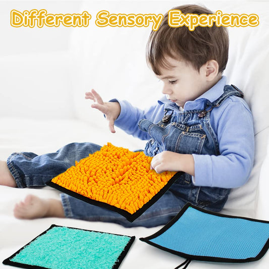 Inbeby 16 Set Sensory Mini Mats Assorted Textured Sensory Floor Tiles - Sensory Walls, Early Sensory Exercise Sensory Mats Sensory Toys for Autistic Children Kids Baby Toddler Fidgeting Activity
