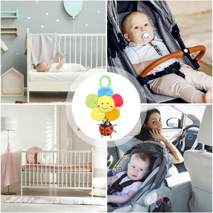 Jingyash baby pram toy with music, plush hanging rattle and handbells for early development, clips onto stroller or pushchair.