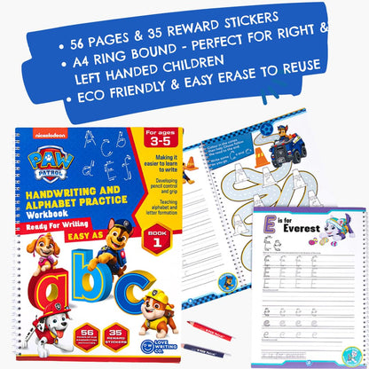 Love Writing Co. The Ultimate PAW PATROL Learn To Write The Alphabet Bundle -Children Age 3-5 - My First Handwriting and Letter Formation Activity Book, Tripod Grip Pencils and Colour Pencils