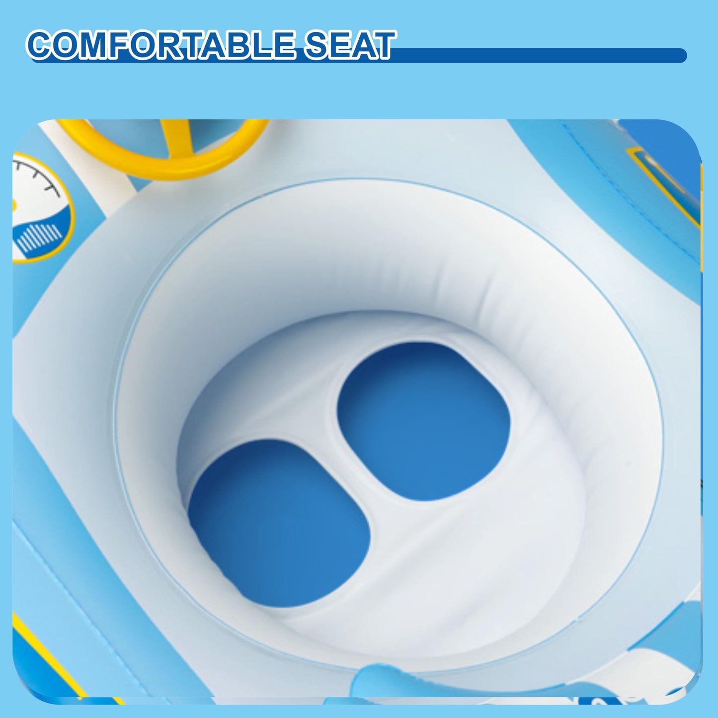 Baby Swimming Float, Toddler Baby Inflatable Pool Float with Sun Canopy Seat for 1-4 Years, Baby Boy Inflatable Baby Swimming Ring Pool Float for 12-48 Months Toddler Kids (Blue Car)
