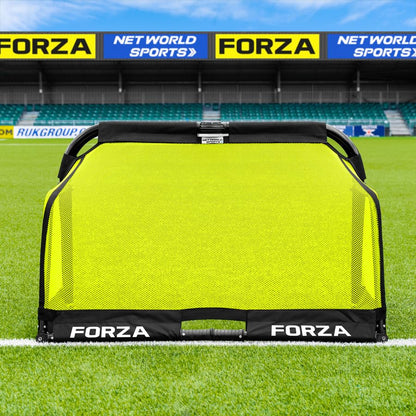 FORZA POD Goal - PRO ALU50 Folding Football Goal | Fold-Away & Freestanding Target Goals | Carry Bag Included - Multiple Sizes & Colours (Yellow, 3ft x 2ft)