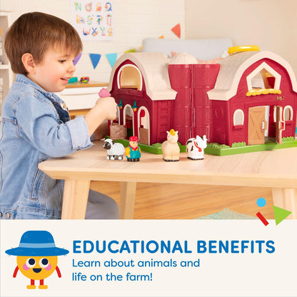 Battat– Big Red Barn, Animal Farm Playset – Learning Toy for Toddlers, 18M Plus, 13.5" x 9"x 12"