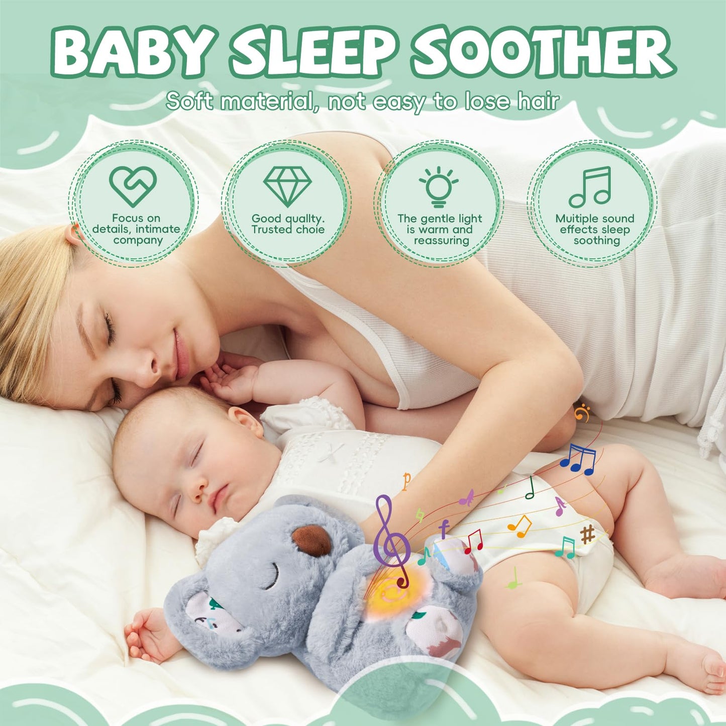 EGSHUFU Anxiety Relief Koala Soothing Breathing Otter,Evora Anxiety Relief Koala,Calming Otter Plush Rest Calming Sleep with Music Light Rhythmic Breathing Motion for Kids Sleeping (Gray)