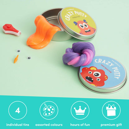 Color-changing putty in lid pots with mini UV torches, sensory slime toy ideal for kids’ DIY art, calming activity, and party favors.
