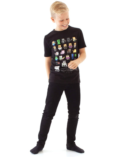 Minecraft Sprites Boys' Short-Sleeved T-Shirt - Black - 6-7 Years
