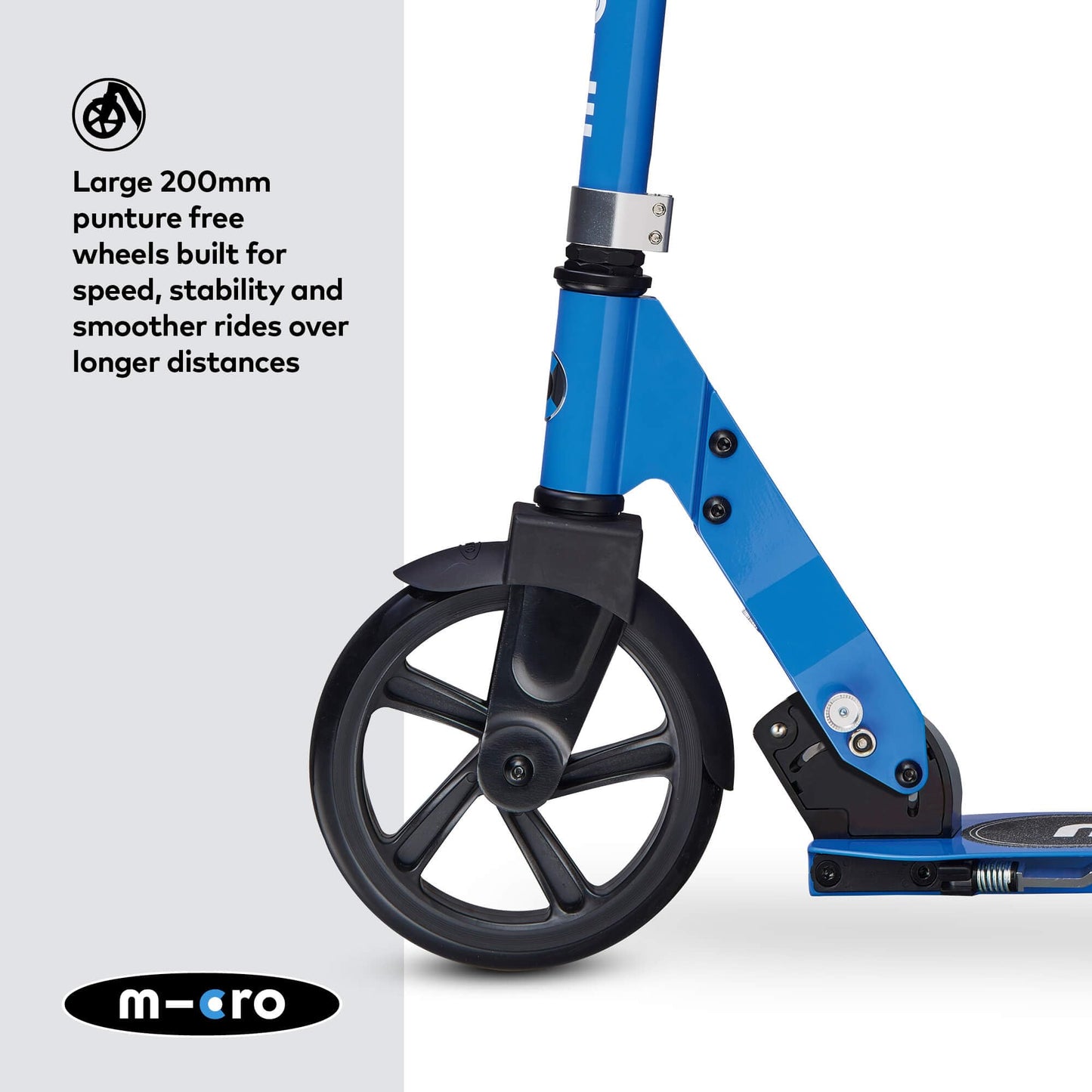 Blue Micro Cruiser Children's Scooter with adjustable handlebar, lightweight design, and kickstand for ages 5-12.