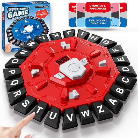 Word Game Family Board Games for Kids & Adults with 2 Modes,220 Topic Categories 24 Letters Pressing Game,Fun Fast-Paced Puzzle Games for Boys Girls Age 3+, 2-8 Players,Christmas & Birthday Gifts,Red