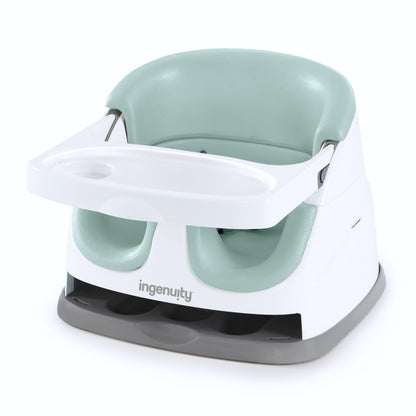 Ingenuity, Baby Base 2-in-1 Seat, Mist, Booster Chair, Dining and Feeding Seat for Toddlers, Easy to Clean with Removable and Self-Storing Tray, Ages 6 Months+