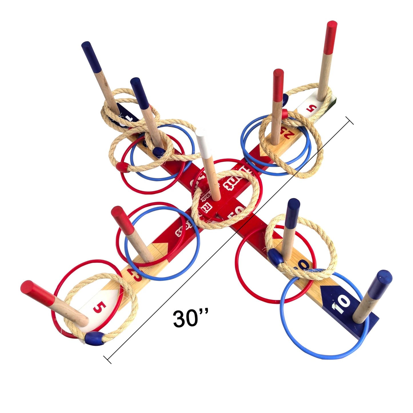 wooden Ring Toss Games, Premium Quoits Garden Game Set, Throwing Tossing Game (Large)