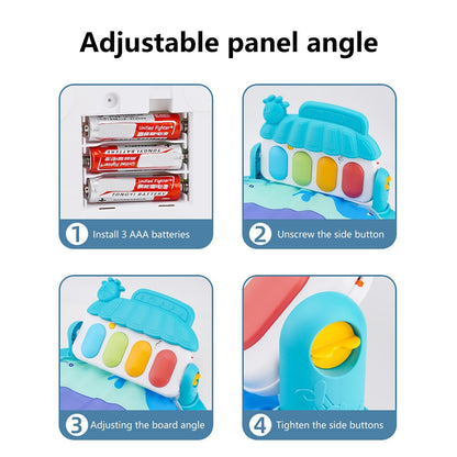 Ylnailky baby gym play mat with colorful toys, cartoon piano, and music features for infants aged 0-36 months.