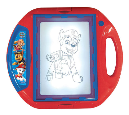 LEXIBOOK, Paw Patrol, Drawing Projector, 4 tampons, 10 templates, lighting screen, 1 pen included, artistic and creative toy for girls and boys, Red/Blue, CR310PA