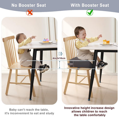 TOTIDYH Toddler Booster Seat for Dining Chair, 10cm PU Washable Baby Booster Seat for Dining Table, Portable Travel Table Booster Cushion for Toddler with 2 Adjustable Straps(Grey)