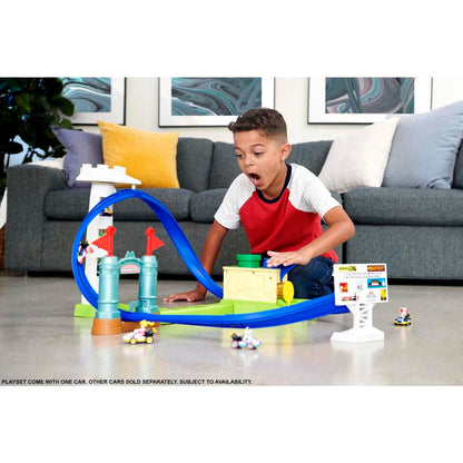 Hot Wheels Mario Kart Circuit Slam Track Set with Mario Kart Vehicle, Video Game-Inspired Playset for Kids & Fans Age 5+