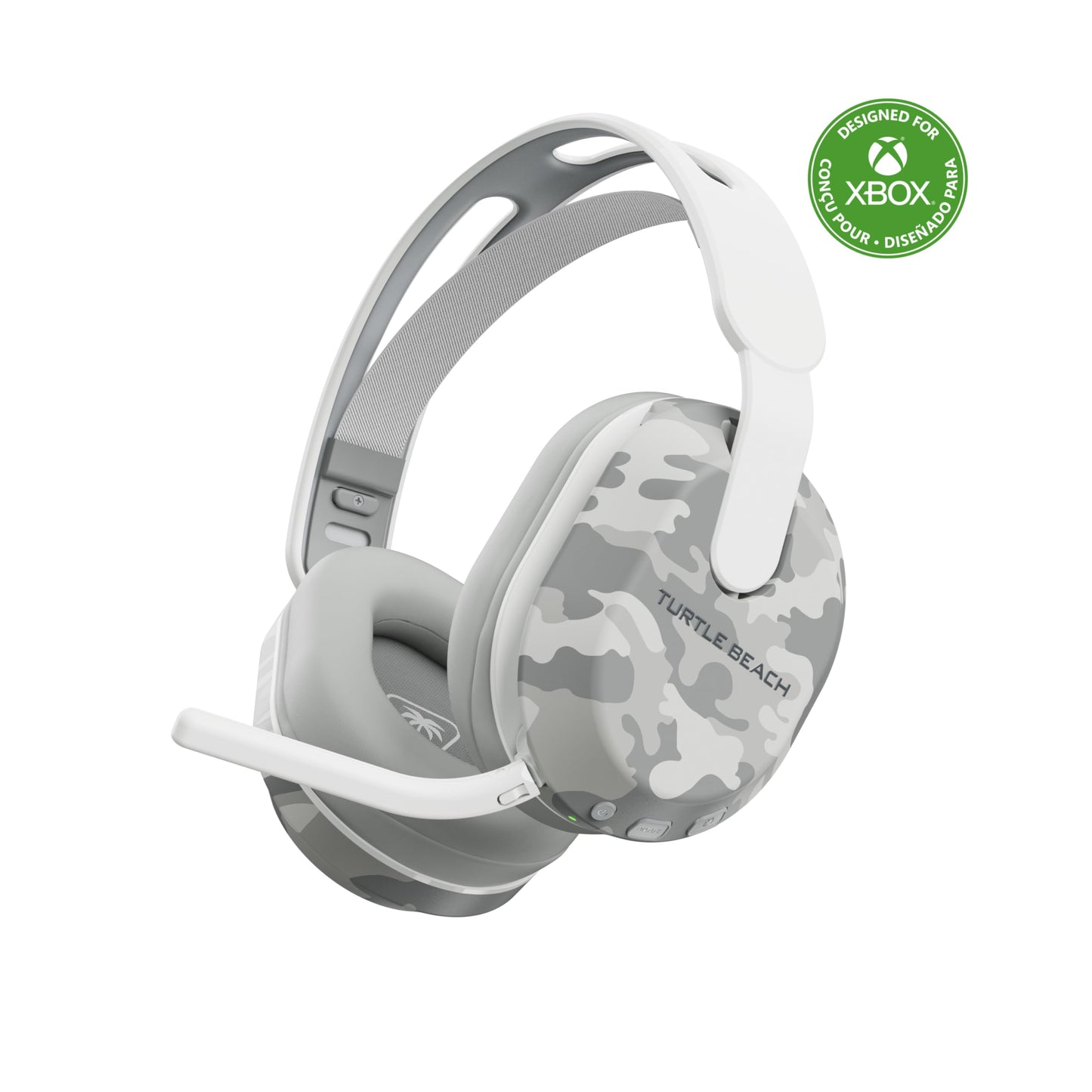 Turtle Beach Stealth 500 Arctic Camo Xbox wireless gaming headset with microphone, showing the camo design and ear cups.