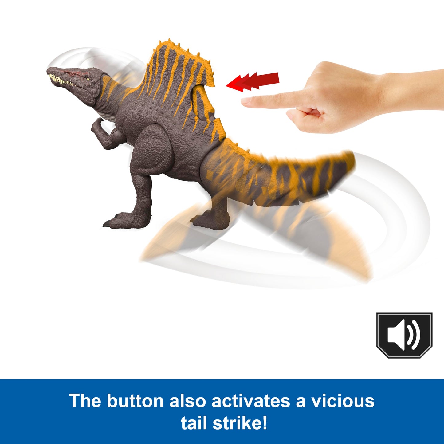 Mattel Jurassic World Rebirth Dinosaur Toy, Tail Thrasher Spinosaurus Action Figure with 2 Attack Moves, Movie-Accurate & Posable, Digital Play, JGB57
