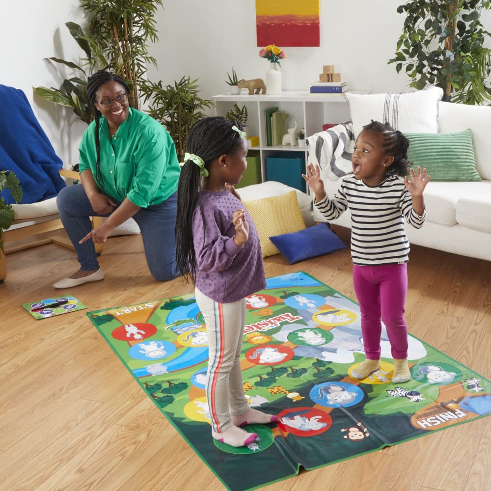 Hasbro Gaming Twister Junior, Classic Party Game Reimagined, for 3+ Year Old Girls and Boys, 2-4 Players, 2 in 1, 2-sided Mat