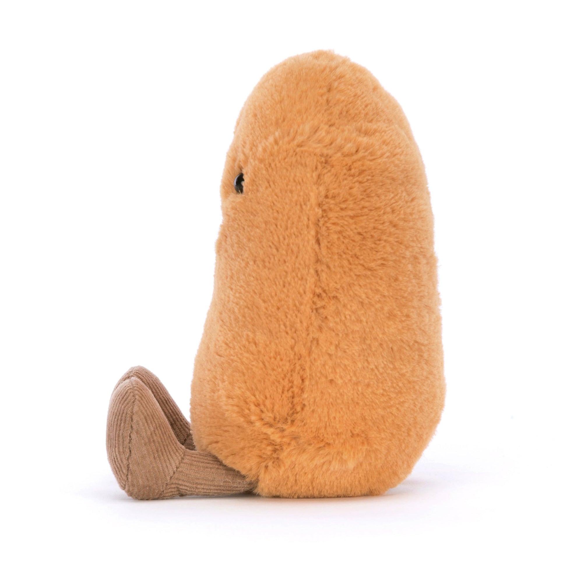 Jellycat Amuseable Bean plush toy, 5 cm wide, 7 cm long, 12 cm tall, featuring a cute, smiling face and soft texture.