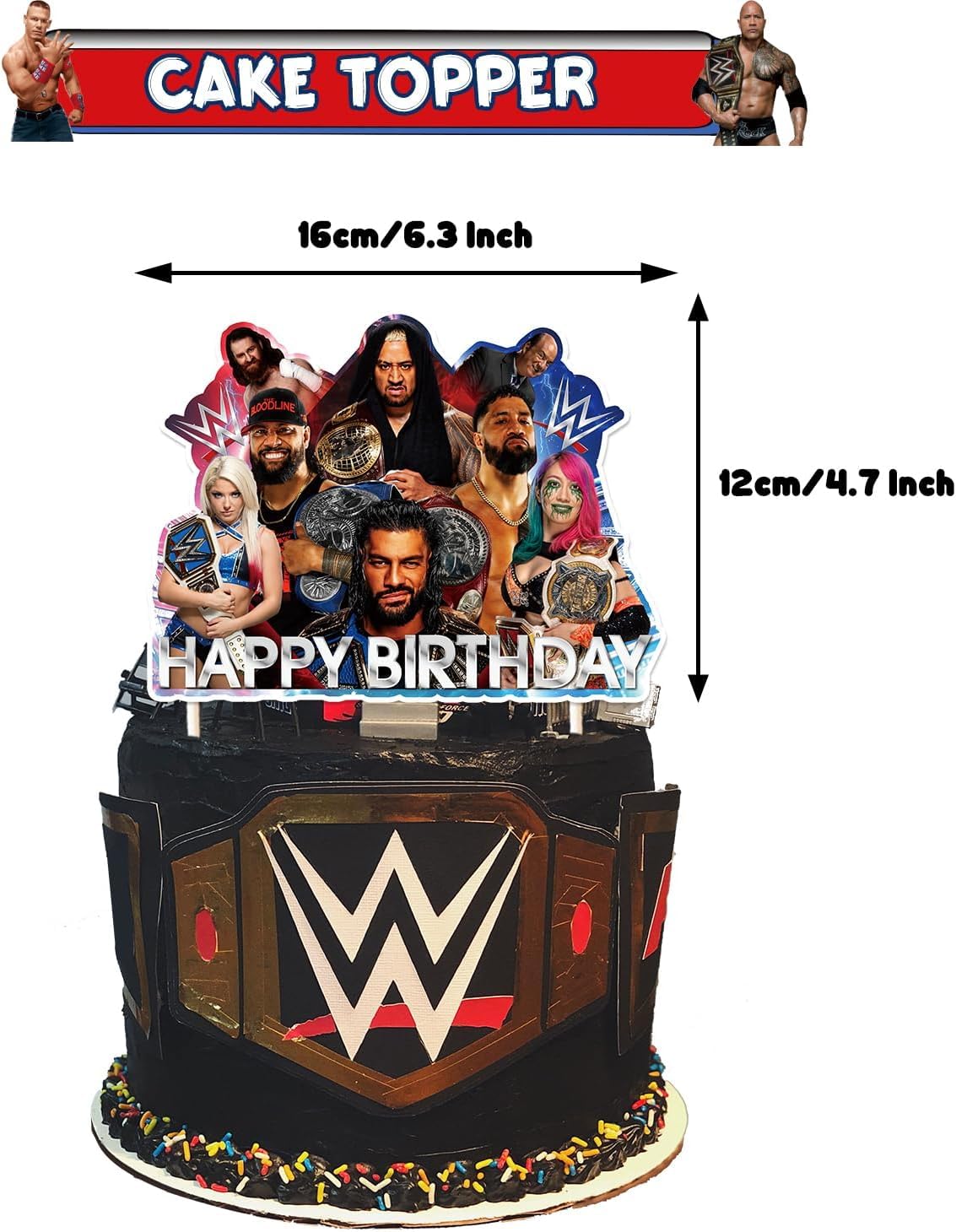 Wrestlinss Theme Birthday Party Decorations Wrestlinss Party Supplies Happy Birthday Banner Balloons Cake Topper, Cupcake Toppers for Birthday Party Decor