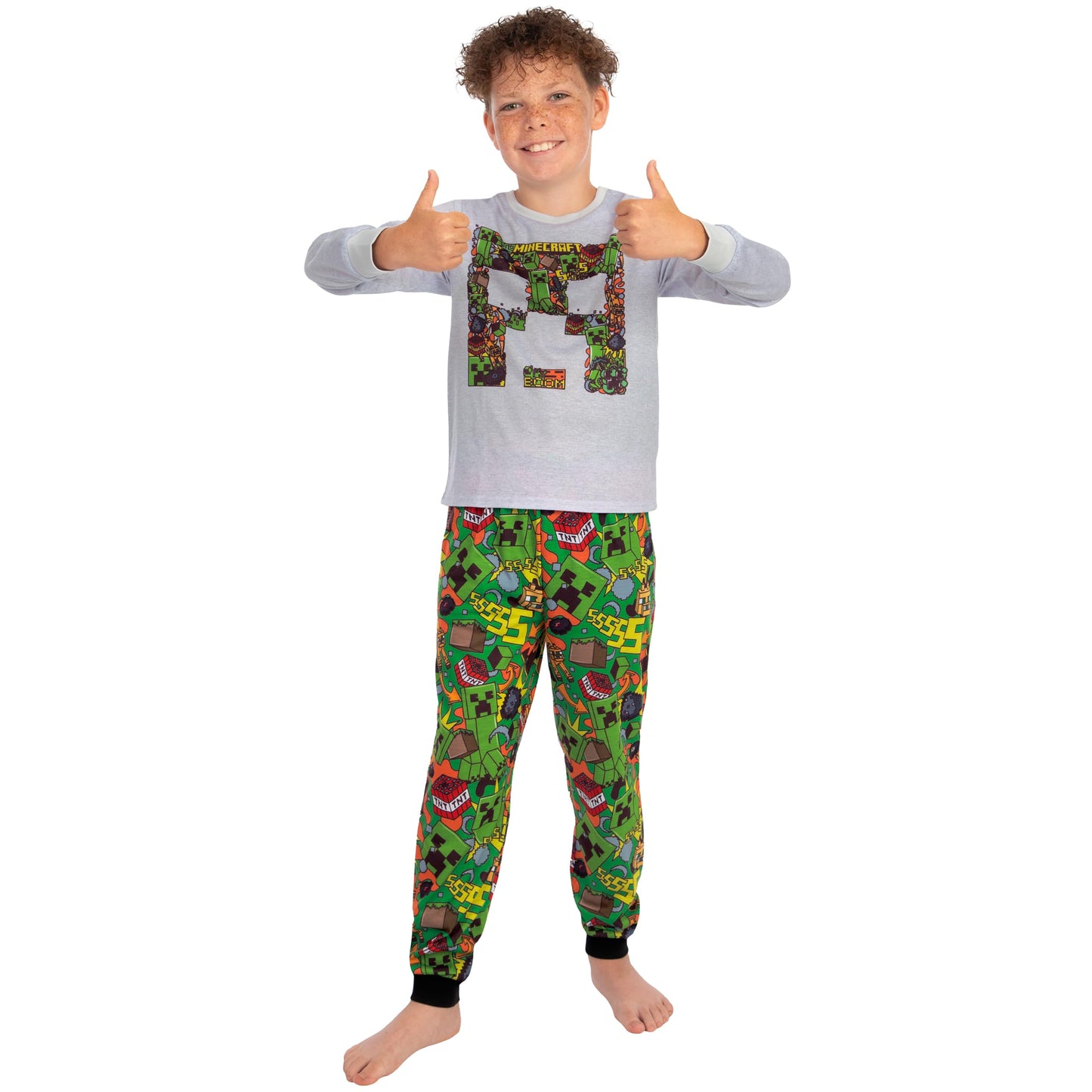 Minecraft Pyjamas, Creeper Boys Pyjamas, Gaming Pjs For Boys, Long Sleeve Kids Pjs, Multicolour 6-7 Years