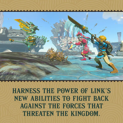 Nintendo Switch 2 Edition game box for The Legend of Zelda: Tears of the Kingdom, featuring artwork of Link and Hyrule landscape.