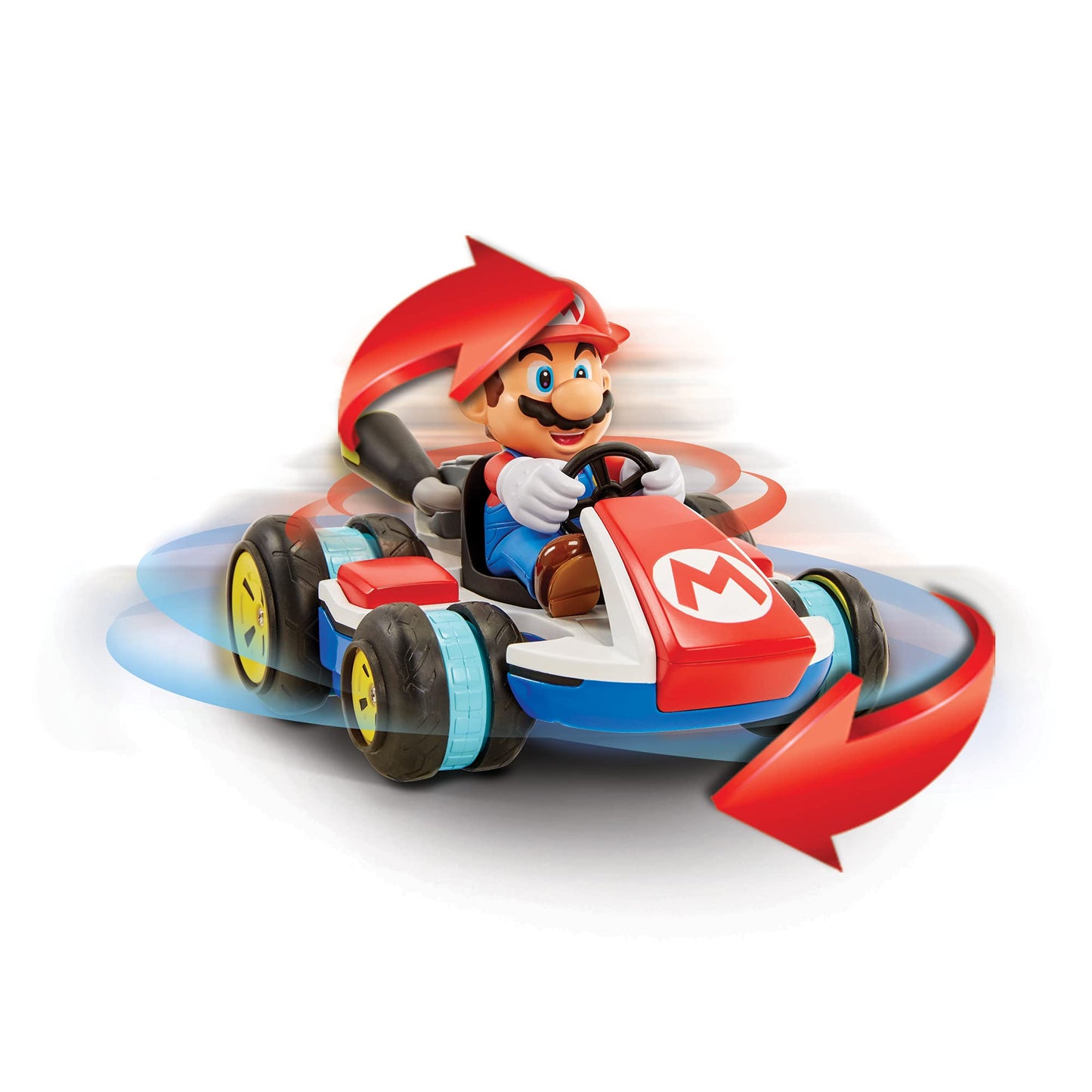 Nintendo Super Mario Kart 8 Mario RC racer by Jakks Pacific featuring anti-gravity design, 360 spins, wheelies, drift, and up to 100 ft range.