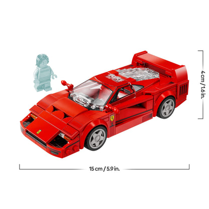 LEGO Speed Champions Ferrari F40 model car with driver minifigure, perfect for kids' bedroom decoration and play.