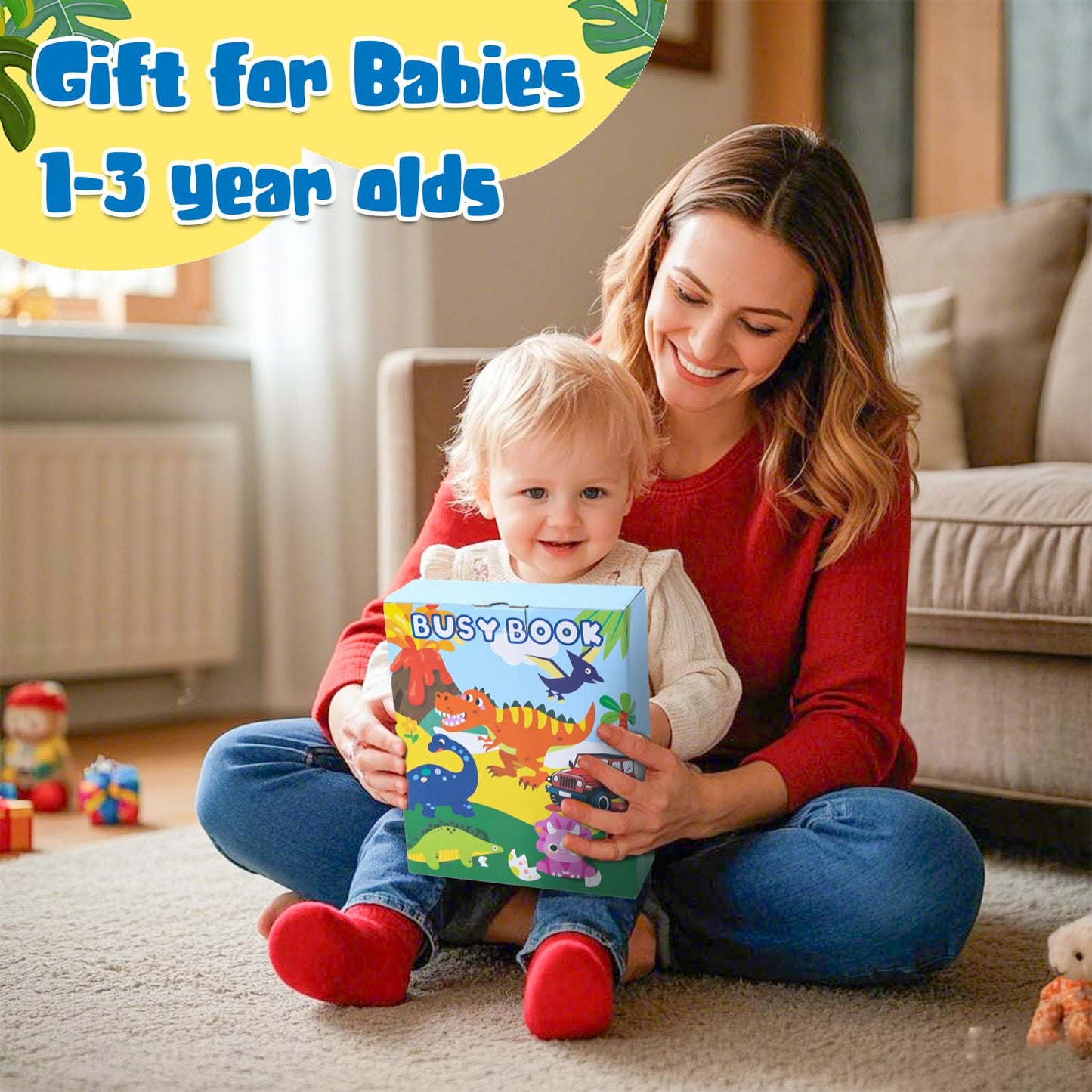 LZDMY Baby Busy Book Dinosaur Toys for 1 2 3 Year Olds, Toddlers Montessori Busy Board Travel Toys, Baby Sensory Activity Books Educational Toy, Boys Girls Birthday Gift